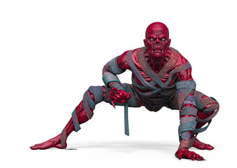 mummy is ready to attack on white background