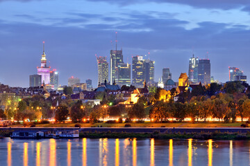 Panorama of the city of Warsaw, Poland.	