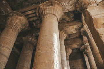 The ruins of the ancient temple of Horus in Edfu, Egypt - obrazy, fototapety, plakaty