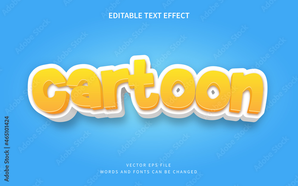 Aufkleber cartoon text effect. fancy 3d font style effect perfect for logotype, title or heading