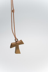 wooden tau cross pendant - Greek letter tau