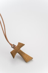 wooden tau cross pendant - Greek letter tau