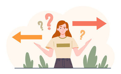 Woman chooses between two paths