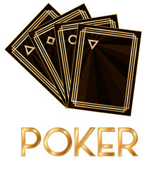 Casino poker cards in style art deco, vector illustration