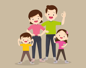 Strong family Exercise together Healthy family concept
