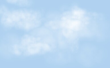 White fluffy cluster of clouds on cyan sky. Digital illustration of pure and tranquil outdoors. Freedom and peace representation. Great as backdrop background cover or blank for any design purposes. 