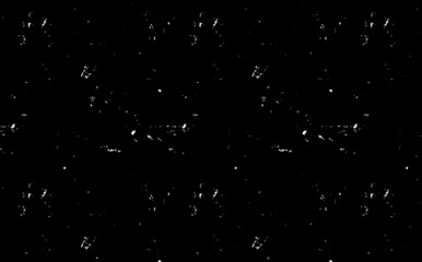 Monochromatic black and white illustration of shards, pieces, stars or particles in deep dark space. Great as texture, pattern or background. Artistic expressive digital representation of empty space.