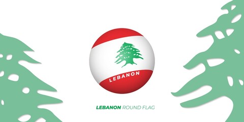 Lebanon Round flag design. Lebanon Independence day template.