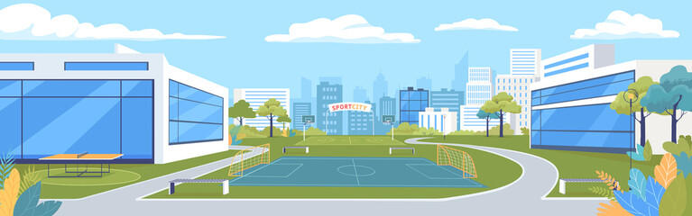Modern ecology city with sport basketball, soccer fields and tennis table  © HilaryDesign