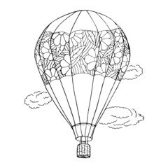 Balloon outline monochrome sketch for web, for print, for coloring book