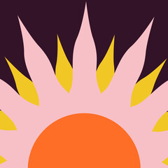 Multicolored half sun flat design vector art.