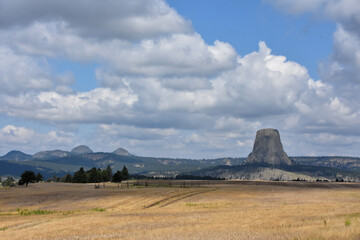 Hay Fields Leading Up to Devil's Tower in Wyoming
