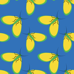 Illustration on a square background - stylized moths - graphics. Summer, insects, unbearable ease of life