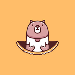 Cute bear peeking from the hole illustration. Vector graphics for t-shirt prints and other uses.