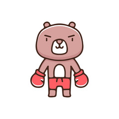 Cute bear boxer illustration. Vector graphics for t-shirt prints and other uses.