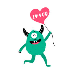 Vector illustration with cute monsters isolated on a white background. 