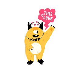 Vector illustration with cute monsters isolated on a white background. 