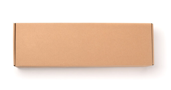 Long Closed Rectangle Blank Brown Cardboard Box