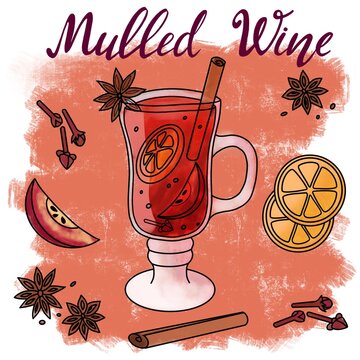 Mulled wine with spices. Christmas mulled wine