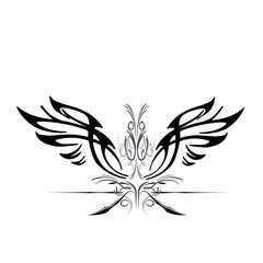 Black wings on a white background. Print for clothing. Trend.