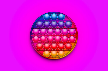 Rainbow Trendy Pop it fidget toy on a empty background. Vector..