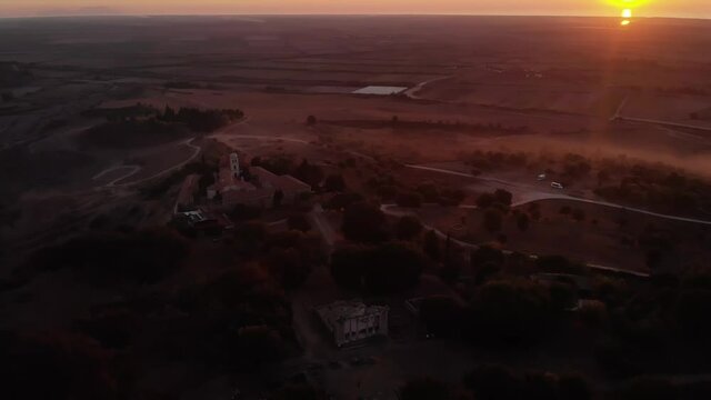 Apollonia Archaeological Park, Fier Prefecture, Albania - december tourists near Monument of Agonothetes in Apollonia Drone 4k