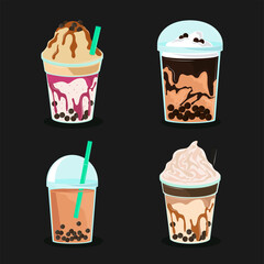 icons bubble tea cups