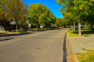 Modern homes line the streets of this comfortable clean neighborhood in growing Bismarck, North...