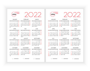 Wall Calendar 2022. Simple monthly vertical photo calendar Layout for 2022 year in English. Calendar Design, 12 months template. Sunday - Monday Week start. Vector illustration