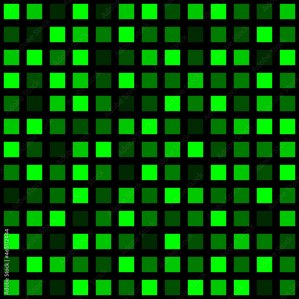 Poster Tile pattern. Abstract background of green squares. Matrix seamless backdrop. Vector illustration.