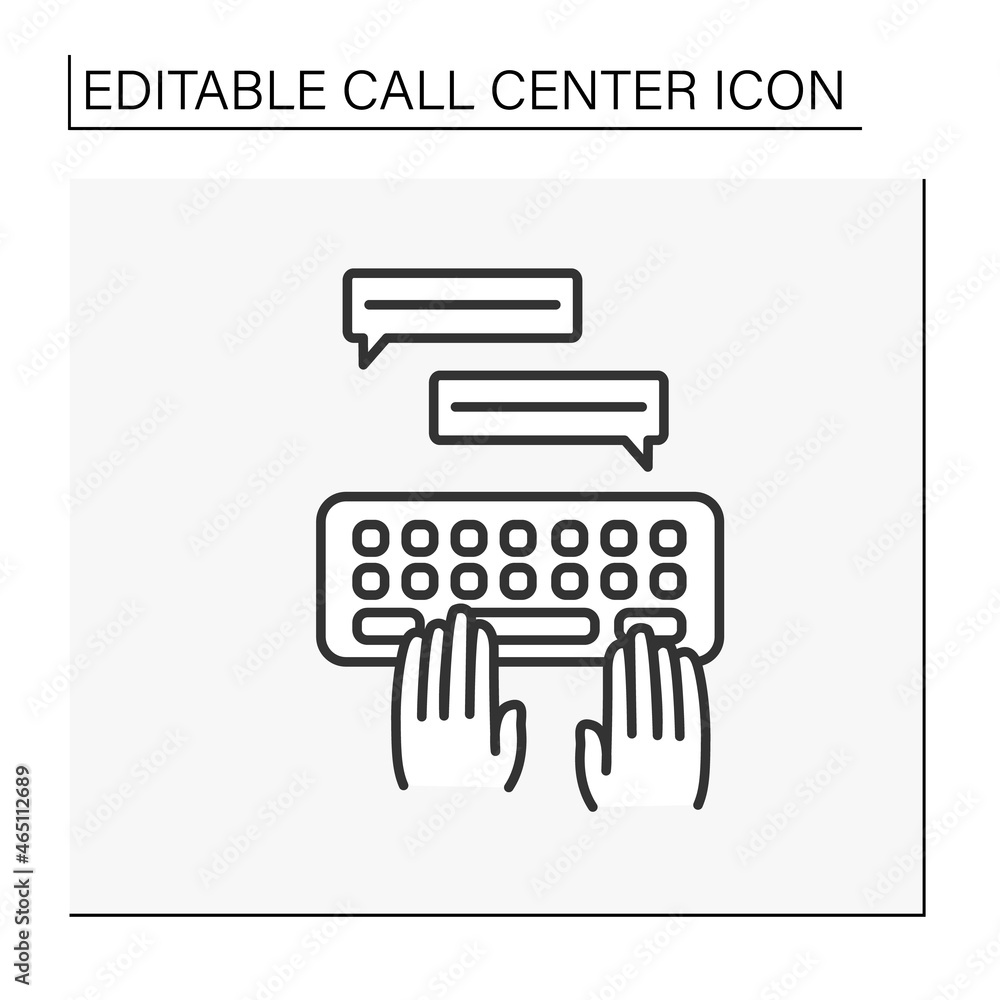 Poster keyboard line icon. communication with clients. exchanging messages. call center concept. isolated v