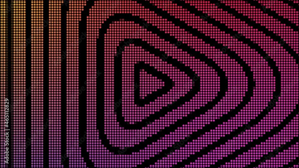 Poster looped hypnotic pattern with wave lines on electronic background. motion. arrow sign is moving in lo