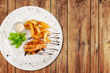 Meat fillet with salad. Healthy food, diet lunch concept.