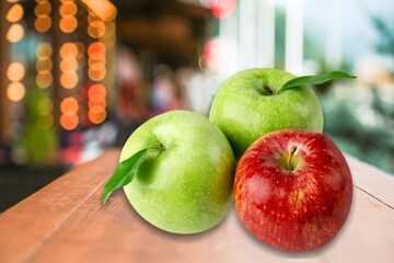 Fresh ripe sweet apples on the desk