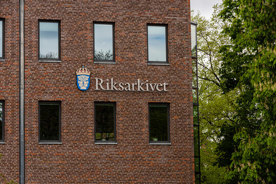 Gothenburg, Sweden - May 16 2021: Exterior of Riksarkivet at Lorensberg..