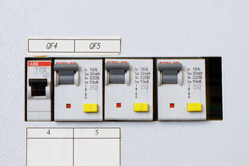 Several elements of switch box. Close up.