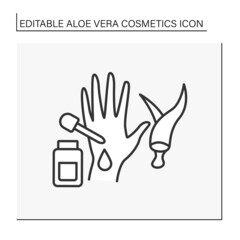 Beauty procedure line icon. Aloe vera extract in serum for hands moisturizing. Hands care. Spa procedure. Aloe vera cosmetics concept. Isolated vector illustration. Editable stroke