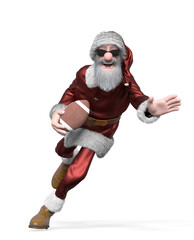 santa claus is running and playing american football