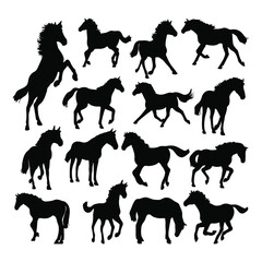 silueta de caballo, diferentes caballos, caballo en diferentes posiciones, diferentes formas de caballo
