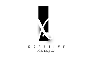 Letters IX Logo with a minimalist design. Letters I and X with geometric and handwritten typography.