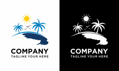 Holiday Logo Design Template. Beach Logo Design Template. Summer Logo design Template. Logo Design Template on a black and white background