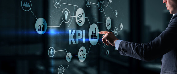 KPI Key Performance Indicator Business Internet Technology Concept on Futuristic city background