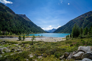 Hiking around the Neves Reservoir in  South Tyrol.