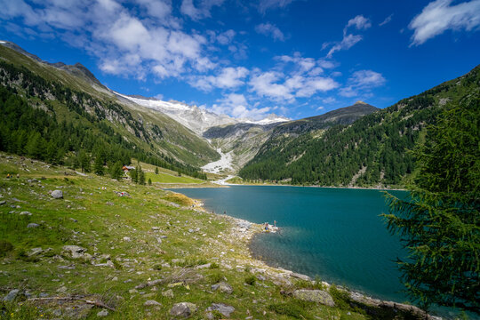 Hiking around the Neves Reservoir in  South Tyrol.