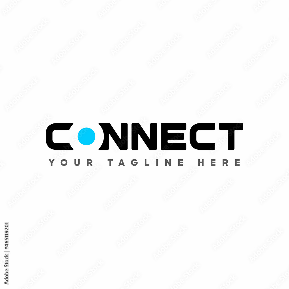 Aufkleber Connect Black and Turquoise Uppercase Logo Design Template Elements. Connected linked c o n letters with negative space and dot. Modern Networking Logo Design Vector.