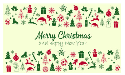 Mery Christmascalligraphy text of merry christmas with creative background and snowflakes and christmas tree . Vector illustration