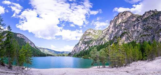 Hiking around the Lago di Braise in  South Tyrol.