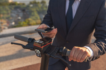 Walk on an electric scooter