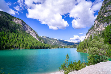 Hiking around the Lago di Braise in  South Tyrol.
