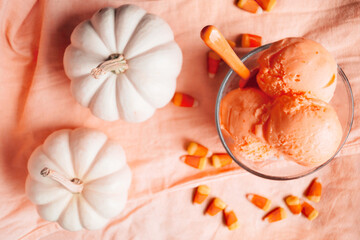 White Pumpkins, Orange Sherbet, Candy Corns